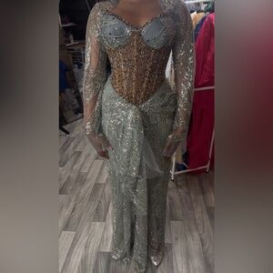Elegant Silver Prom Gown